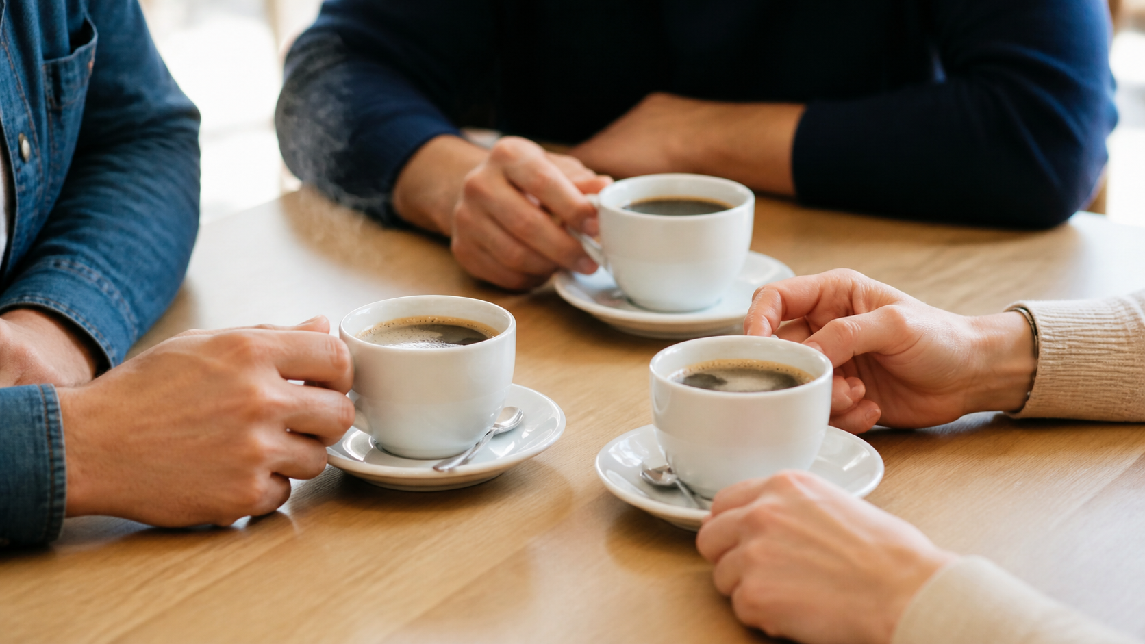 Café de bienvenue partagé autour d’une table